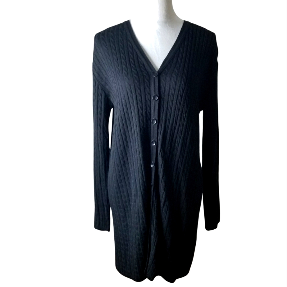 Spunky Vintage Ribbed Knit Button Front Duster